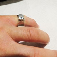 Стар мъжки сребърен пръстен с  аквамарин - стар внос от Щатите . Пленителна блестяща красота ., снимка 1 - Пръстени - 35361415