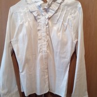 Бяла риза с жабо размер 44, снимка 1 - Ризи - 38892816