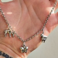 Къс сребърен гердан с три висулки, снимка 4 - Колиета, медальони, синджири - 40761059