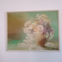Маслена голяма картина - Цветя - 1994 г., снимка 2 - Картини - 34354992
