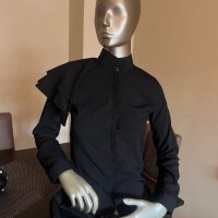 Стилна елегантна черна риза ! , снимка 1 - Ризи - 42402172