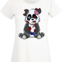 Дамска Тениска Panda Bear Zombi Gamer STAGE 2,Изненада,Повод,Подарък,Празник, снимка 1 - Тениски - 37640055