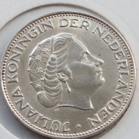 Сребърна монета 2 1/2 гулдена 1964г. Кралица Юлиана Нидерландска 39626, снимка 8 - Нумизматика и бонистика - 42755713