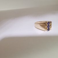 Златен пръстен с лилав аметист , снимка 6 - Пръстени - 30283686