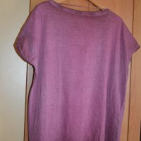 Макси тениска пурпурен цвят, с надпис и перли, снимка 2 - Тениски - 42326691