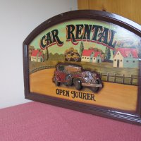 3 D Vintage, Car Rental, стара рекламна табела ,картина , снимка 1 - Картини - 38994668