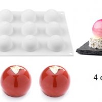 3D 12 бр голямо цяло топче кръг сфера силиконов молд форма бонбони лед фондан шоко бомби гипс, снимка 1 - Форми - 31976991