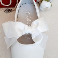 №19-№26, Бели официални обувки за момиче - Балеринки с бяла панделка BUBBLE KIDS, снимка 3 - Бебешки обувки - 36952654