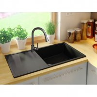 Кухненска Мивка от Гранит модел Ибиса 900 x 500 Supreme Черен, снимка 3 - Други - 37118254