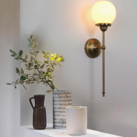JIMUBEAM индустриална винтидж стенна лампа, бял стъклен глобус, снимка 3 - Лампи за стена - 44531814