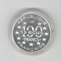 France-100 Francs/15 Ecus-1995-KM# 1112-L`Alhambra-Silver Proof , снимка 4 - Нумизматика и бонистика - 37292672
