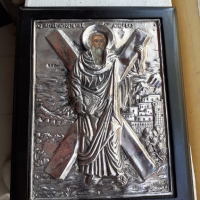 Голяма сребърна икона със сертификат, снимка 1 - Антикварни и старинни предмети - 36448405