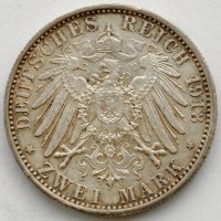 Монета Прусия 2 Марки 1913-А  Вилхелм II, снимка 2 - Нумизматика и бонистика - 37898956