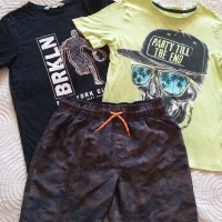 Лот тениски и камуфлажен панталон H&M  , Primark 134 / 140 , снимка 1 - Детски тениски и потници - 36559434