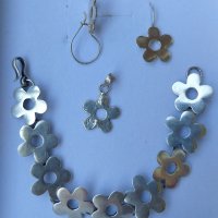 Комплект от сребърни бижута - цветя проба 925 , снимка 4 - Бижутерийни комплекти - 37375218