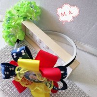 Панделка на Снежанка в червено, синьо и жълто, снимка 7 - Шноли, диадеми, ленти - 34193840