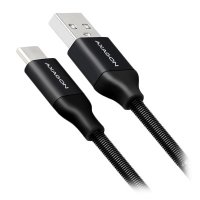 Кабел USB Type C към USB 2.0 Axagon BUCM-AM10SB Черен, 1m 3A USB Type C to USB M/M, снимка 1 - USB кабели - 31100660