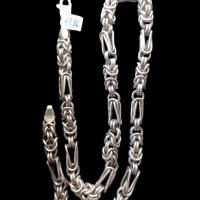 Сребърен синджир кралска плетка ланец, снимка 3 - Колиета, медальони, синджири - 42882276
