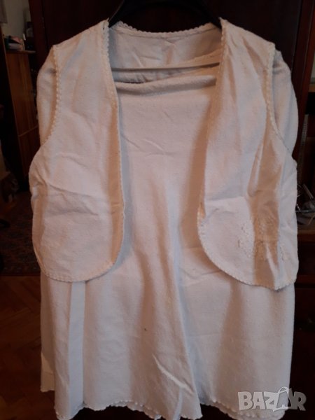 Летен дамски комплект бяла пола с елек памучен шантунг, снимка 1