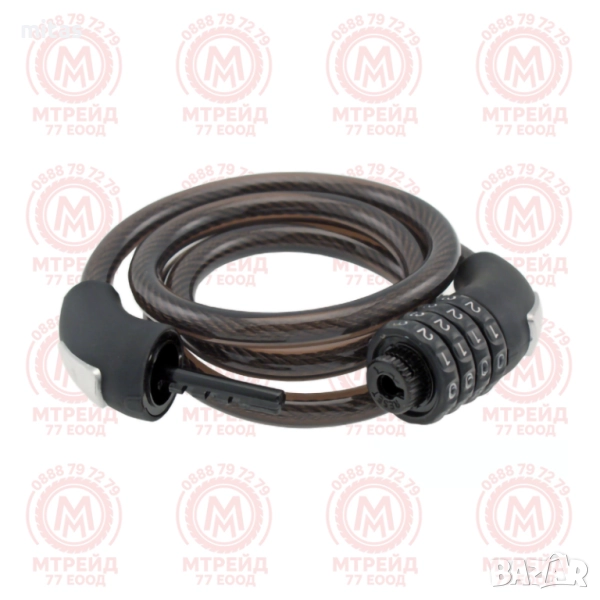 Заключващо устройство за велосипед с код WAG 120см/12мм, Катинар, Черен, снимка 1