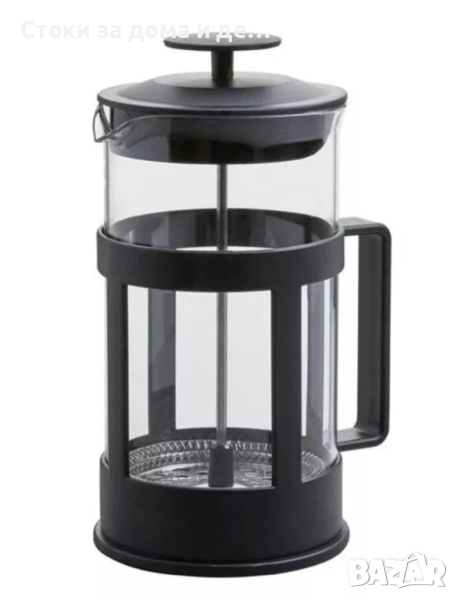 ✨Френска преса за чай и кафе 162006-7, 600мл., Стъкло с пластмасова основа, Черен , снимка 1