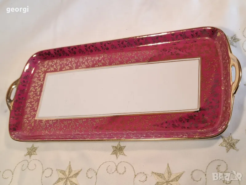 немско порцеланово плато с позлата 24/4, снимка 1