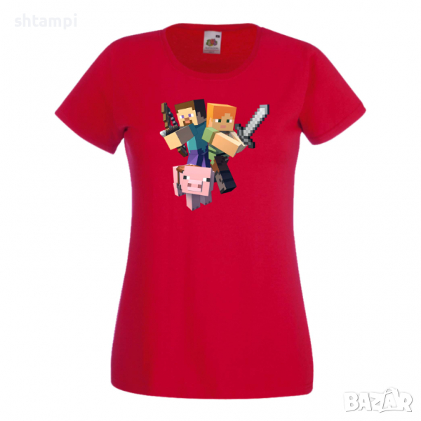 Дамска тениска майнкрафт Minecraft 2 Minecraft,Игра,Забавление,подарък,Изненада,Рожден Ден., снимка 1