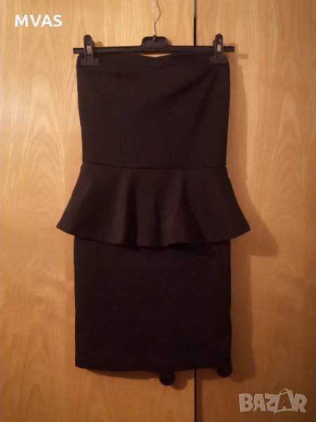 Нова - 35% черна елегантна рокля с пеплум S-M, снимка 1