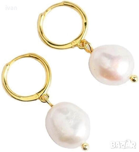 намаление Сребърни Обеци с позлата и естествени перли , снимка 1