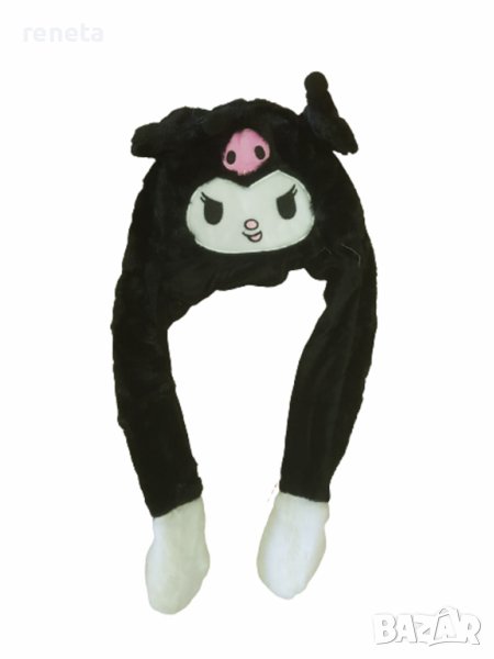 Шапка Ahelos, Kuromi Подвижни уши, Плюшена, Черен, снимка 1