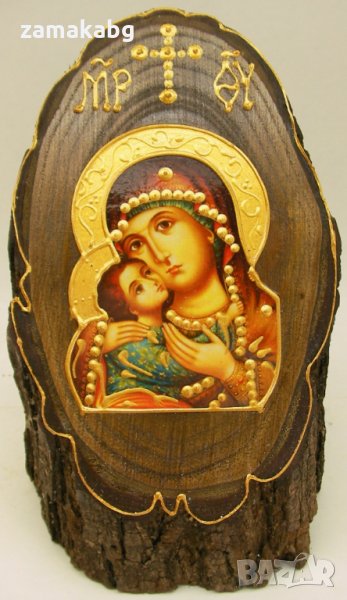 Икона върху дървено тръпче пънче по поръчка, снимка 1