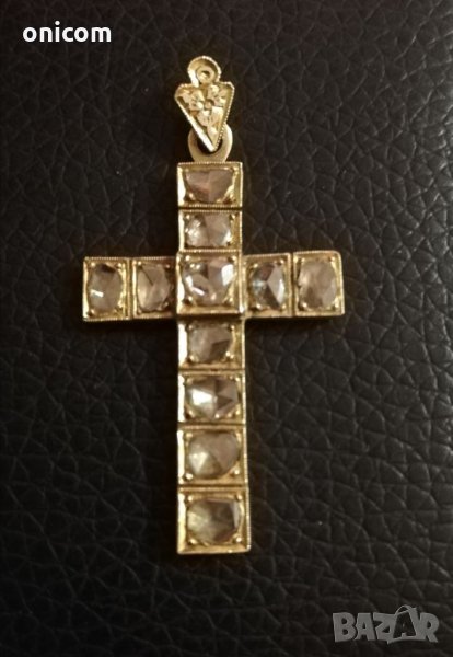 Стар и уникален кръст с 11 диаманта, снимка 1