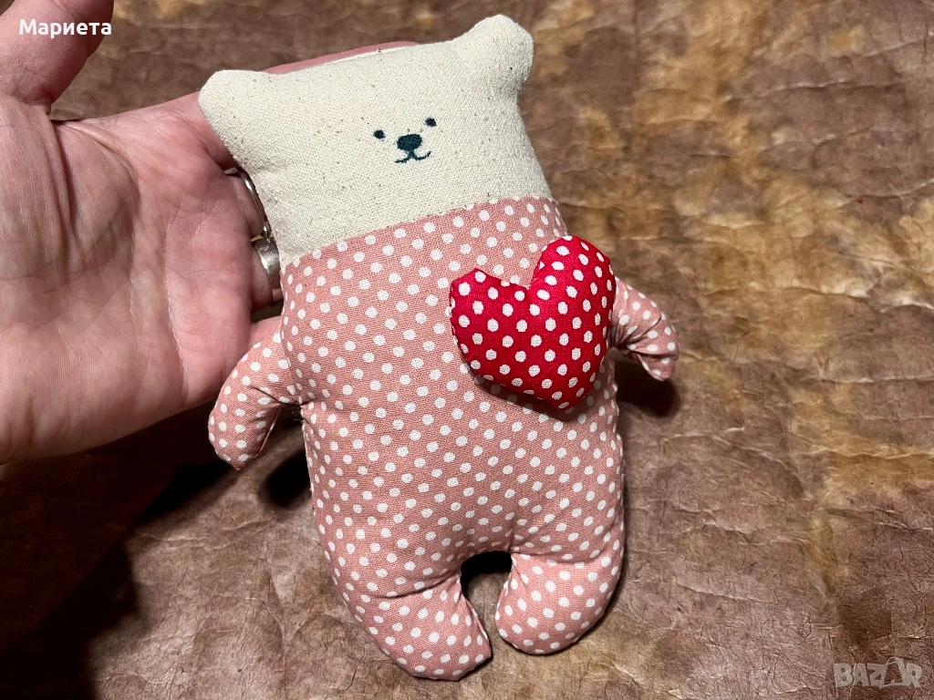 Текстилно мече Мече от плат Играчка Мече Ръчна Изработка , снимка 1