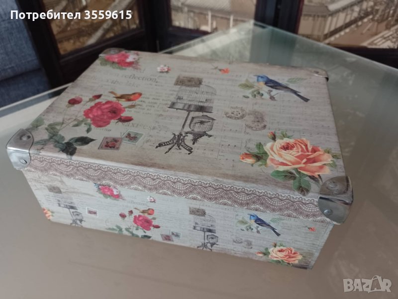 ретро кутия Винтидж от Париж с цветя и птици, снимка 1