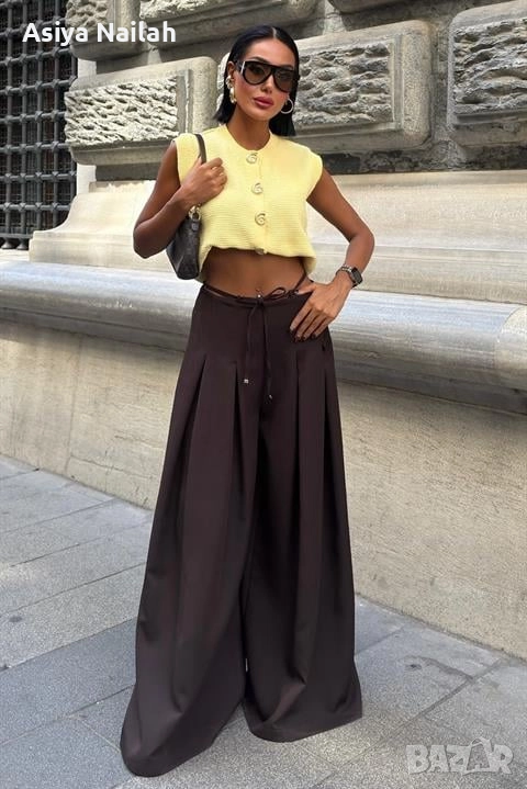 Дамски широк панталон с висока талия – елегантен модел, снимка 1