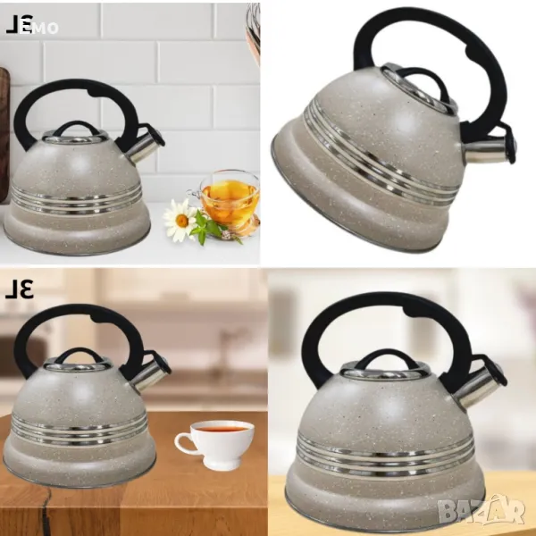 Промоция: Луксозен чайник от неръждаема стомана и мраморно покритие, 3L, снимка 1