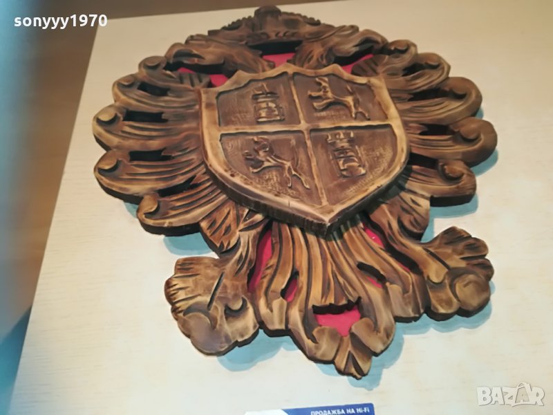 дърворезба с герб-внос швеицария-46х37см, снимка 1