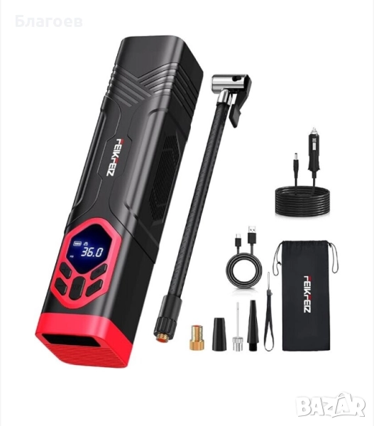 Автомобилен компресор FEIKFEIZ, 150PSI, 7800mAh, 35L/min, DC 12V, 120W, двоен източник на захранване, снимка 1