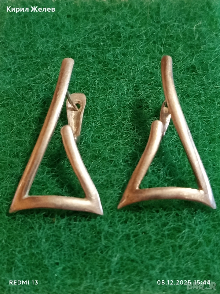 Нежни сребърни обеци майсторска ръчна изработка 27362, снимка 1