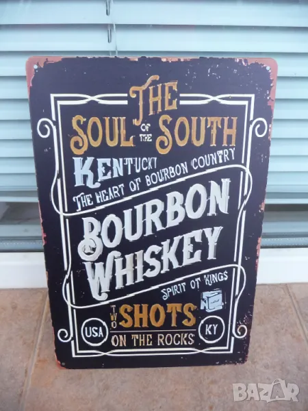 Метална табела уиски бърбън южняшко Кентъки бар духът на кралете, снимка 1