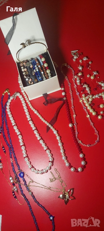 Гривни от перли и  естествени камъни//Комплект гривна и колие с пеперуда, снимка 1