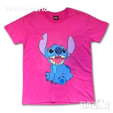 Нова детска тениска с дигитален печат Стич (Stitch) в цвят циклама, снимка 1