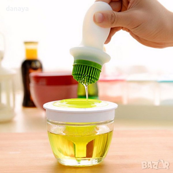 3505 Силиконова четка с дозатор за олио сосове маринати комплект за барбекю, снимка 1