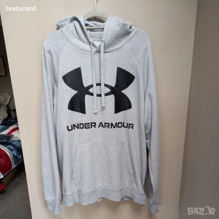 Under Armour сиво худи – 2XL – голямо лого – джоб тип “pouch” сиво за мъже мъжко суичър, снимка 1
