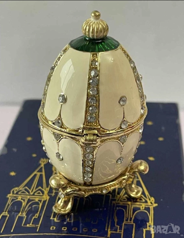 Яйце красива отваряема  бижутерка от метал и камъни за твойте любими бижута, снимка 1