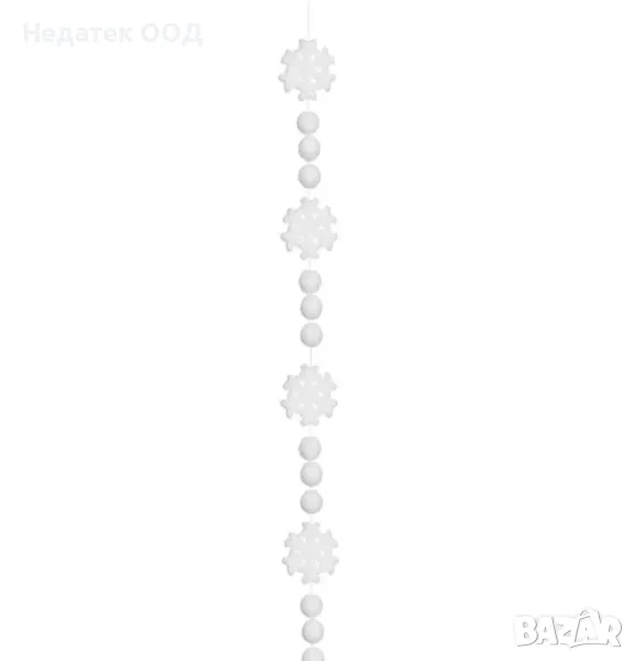 Коледна, Декоративна, Висяща, Украса, Снежинки, Бял, 110см, снимка 1