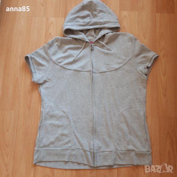 Сиво горнище с качулка и къс ръкав, снимка 1