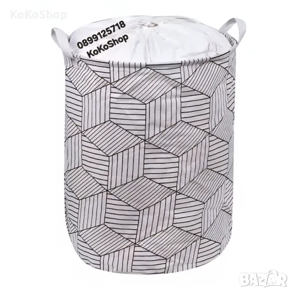 Кош за пране-Ø42x55 см./кош за дрехи/текстилен кош за пране, снимка 1