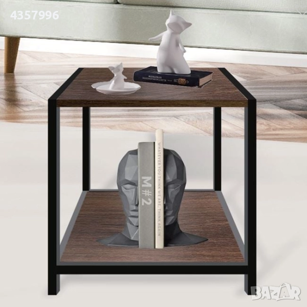 Декоративна помощна масичка, 2 нива, Дърво, Кафяв , снимка 1