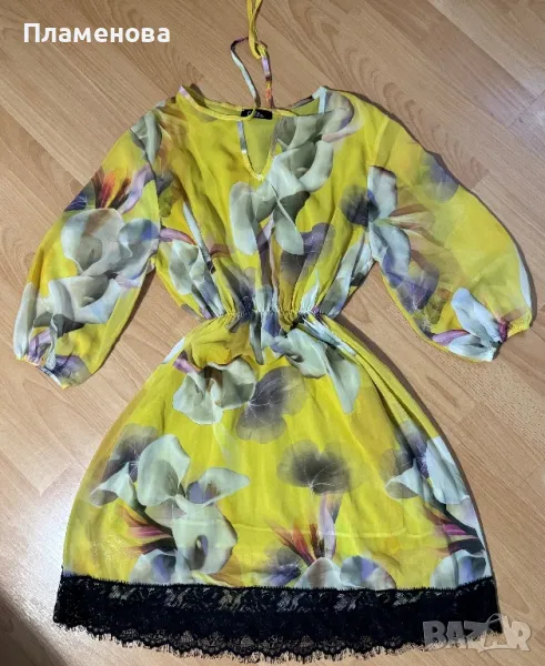 Жълта рокля на цветя Lilia - one size , снимка 1